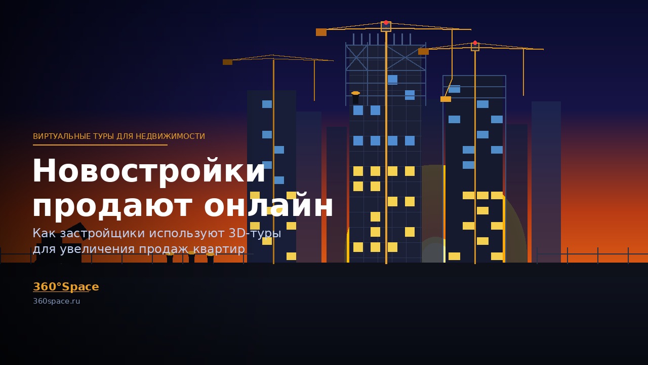 Стройка жилого комплекса с кранами на закате