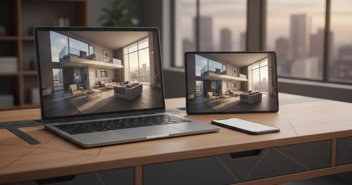 AI-generated illustration for the article: How to embed a Pro3D tour on your website and test it on a phone AI-иллюстрация к статье: Как встроить тур Pro3D на сайт и проверить просмотр на телефоне